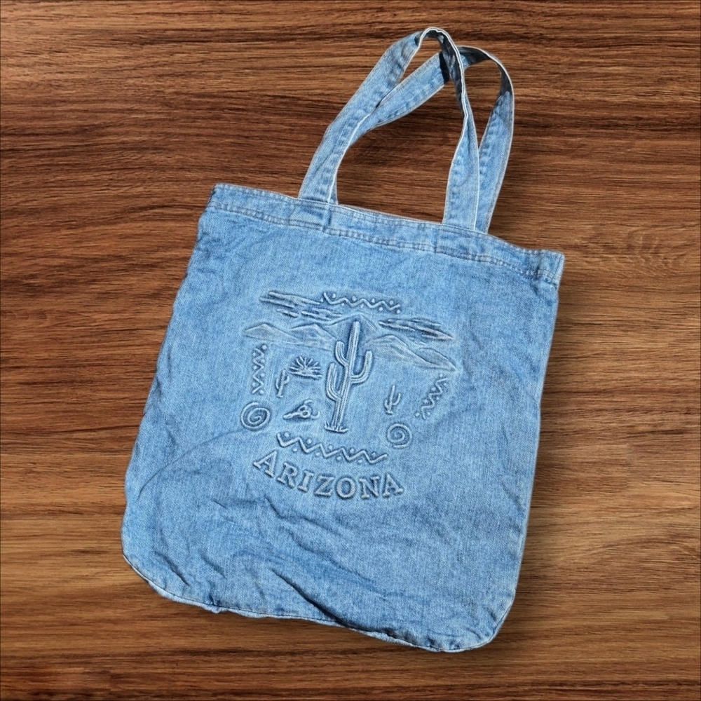 Blue Denim Vintage 80s 90s Large Arizona Tote Bag